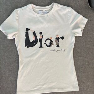 Dior White Graphic Tee with Unique Design